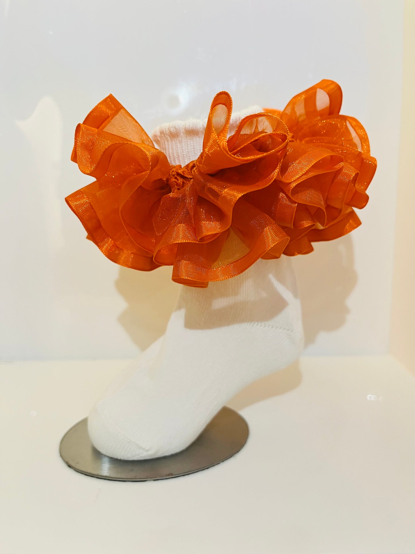 Orange Organza Frilly Socks